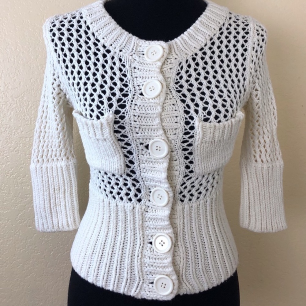 Free People Women's Beige Loose Knit Cardigan Size S